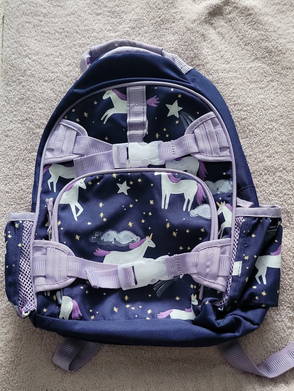 Pottery Barn Kids Navy and Lavender Unicorn Backpack